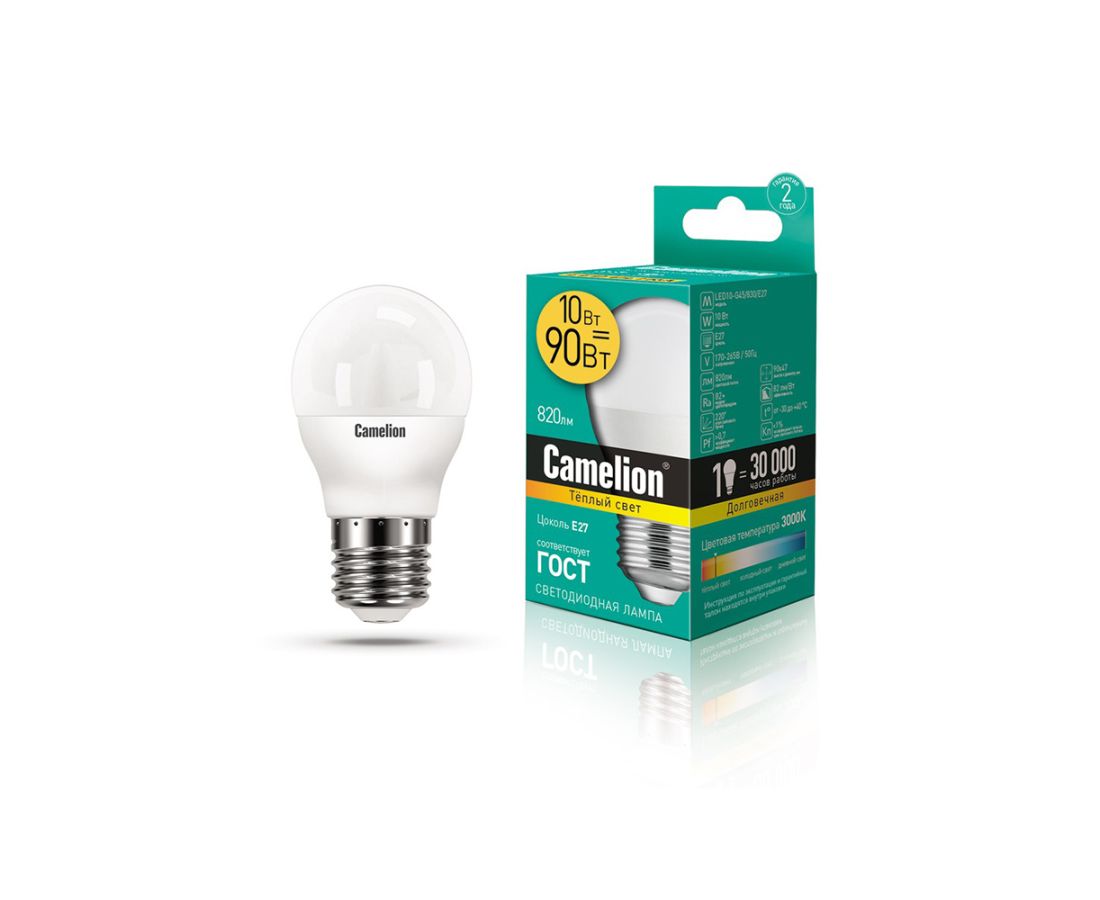 ლედ ნათურა ეკონომიური LED10-G45/830/E27 10ვტ — ნათურა და ვაზნა